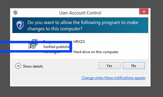 Screenshot where Skowsand Tecnologia Ltda appears as the verified publisher in the UAC dialog